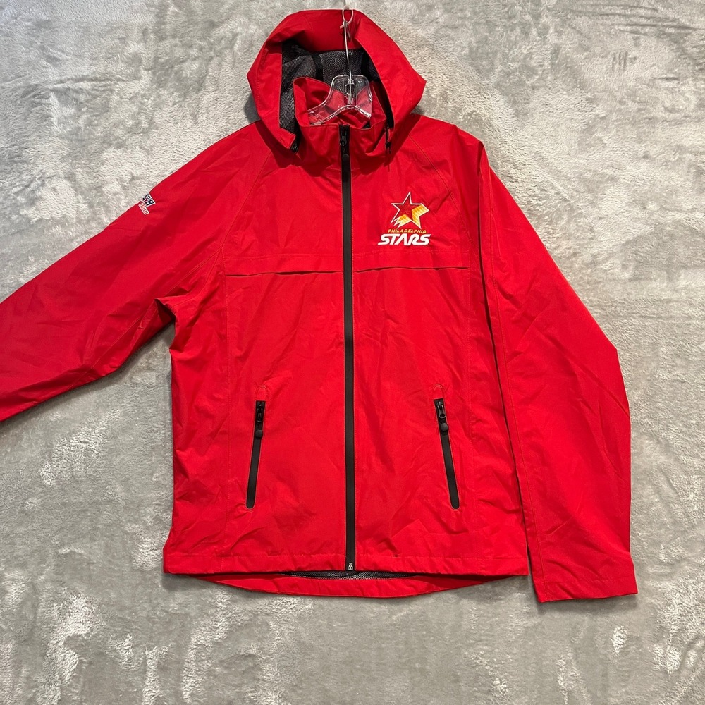 Philadelphia Stars USFL Jacket Mens Medium Red Hooded Windbreaker Port Authority